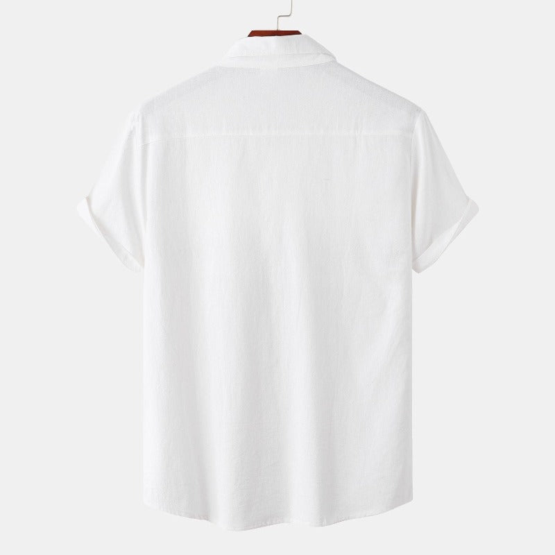 Camisas de linho de mangá curtas camisas masculinas