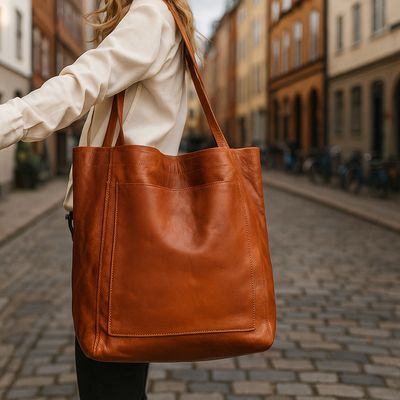 Bola de Lady de Couro Madeirada Elegante e Espaçosa | Bolsa de couro elegante e espaçosa
