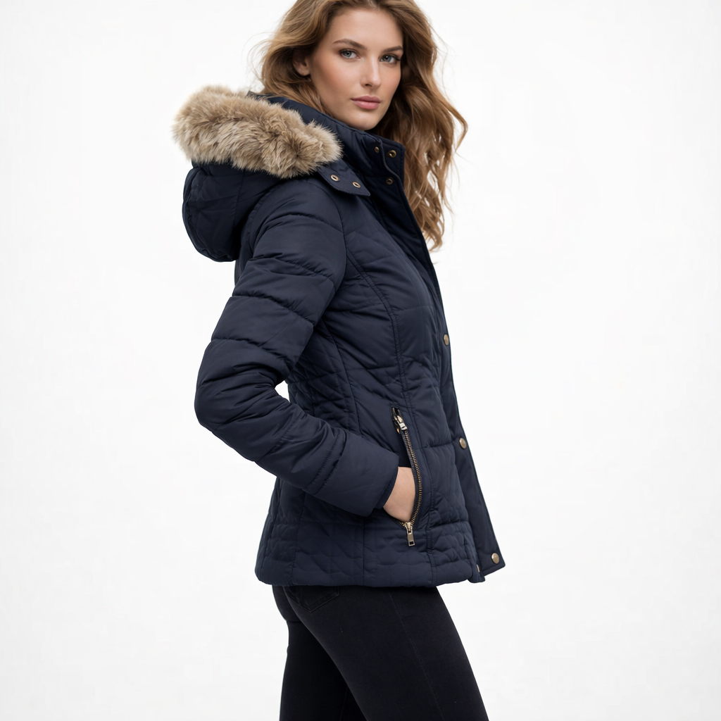 Wasserdichte Winterjacke für Frauen | Winddicht & isoliert | Warme Jacke mit abnehmbarer Kapuze