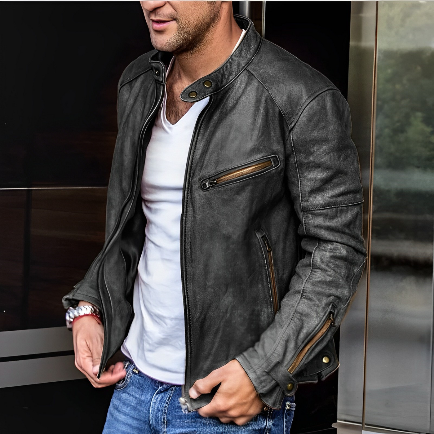 Jaqueta com zíper masculino