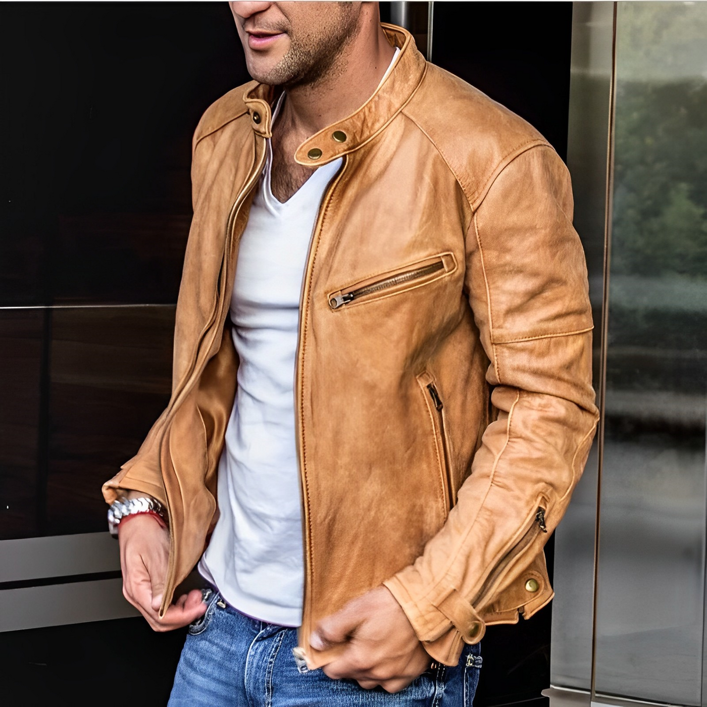 Jaqueta com zíper masculino