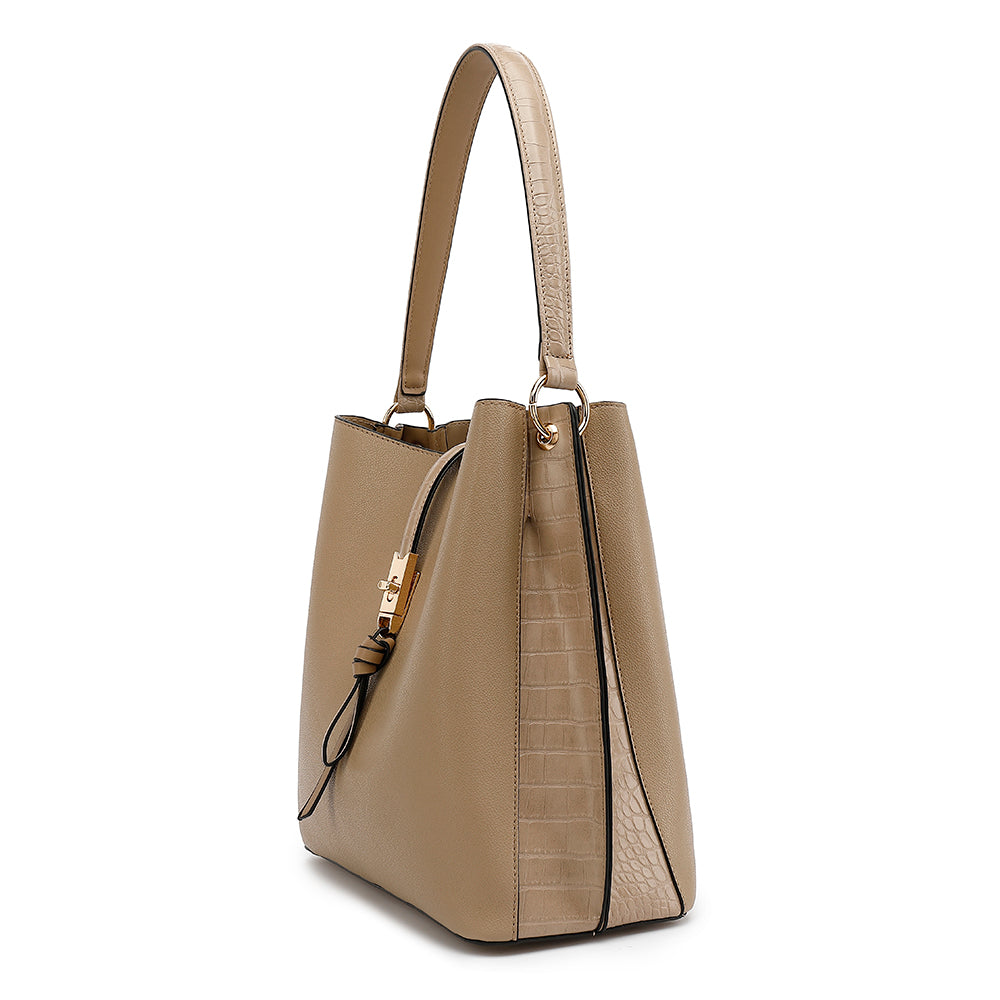 Mulher - Bolsa de Hobo - Inserções de Crocodilo - Estilo Chic