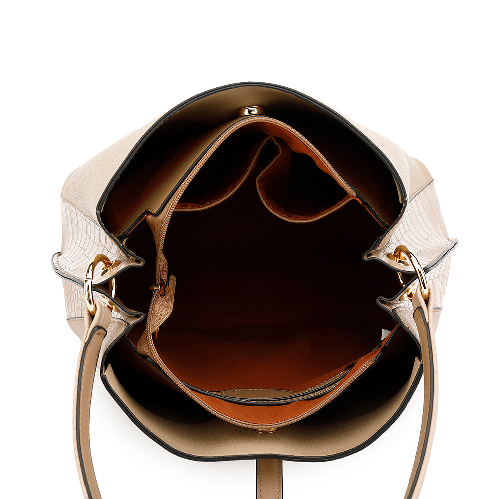 Mulher - Bolsa de Hobo - Inserções de Crocodilo - Estilo Chic
