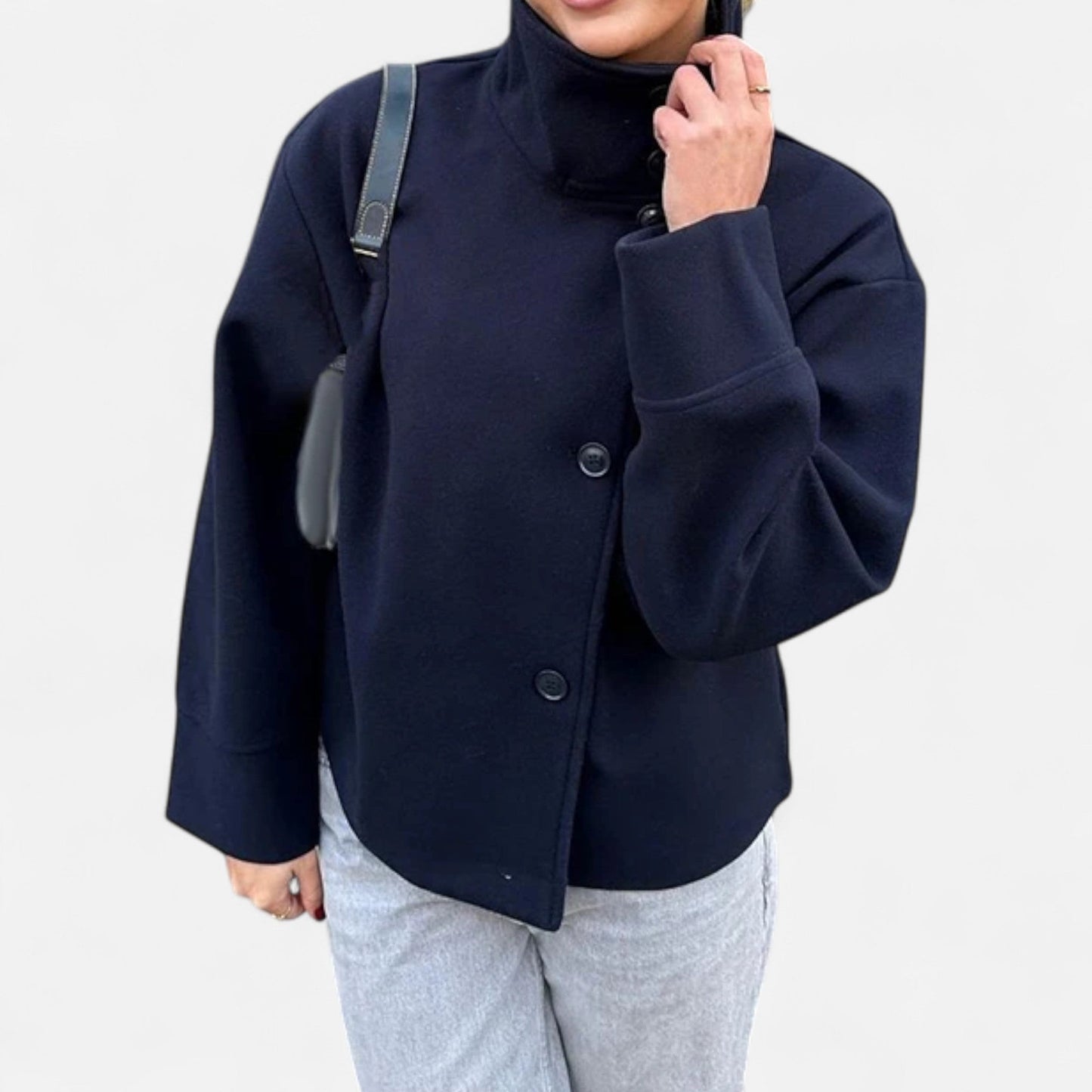 Damen Kurzmantel Hoher Kragen Chic