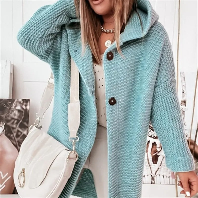 Cardigan da mulher elegante com capuz - estilo Caxemira