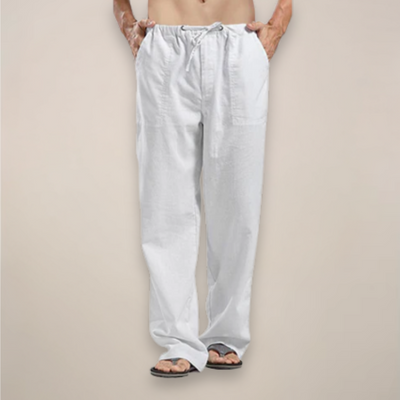 Calças de linho masculinas - mistura de linho claro, conforto respirável no verão