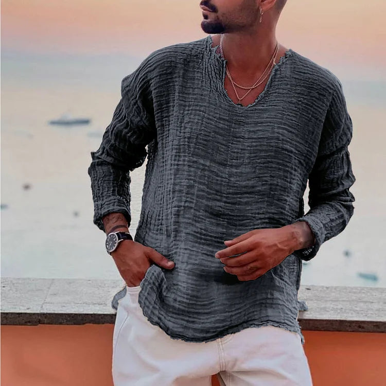 Allan - Schlichtes Sommershirt mit V-Ausschnitt