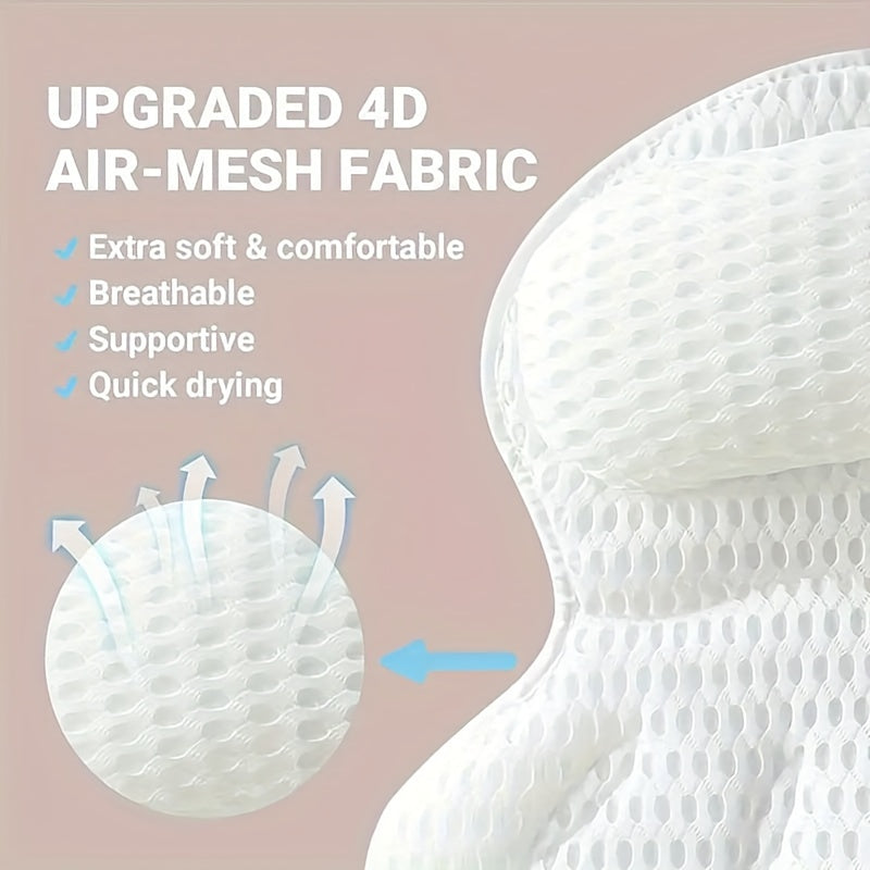 Almohada de baño LuxieSpa 4D Luxe - Almohada transpirable con soporte para cuello y espalda para un baño relajante