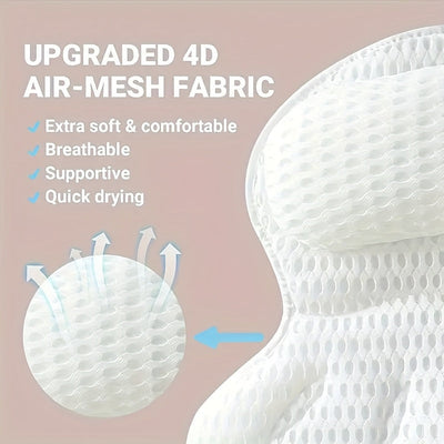 Almohada de baño LuxieSpa 4D Luxe - Almohada transpirable con soporte para cuello y espalda para un baño relajante