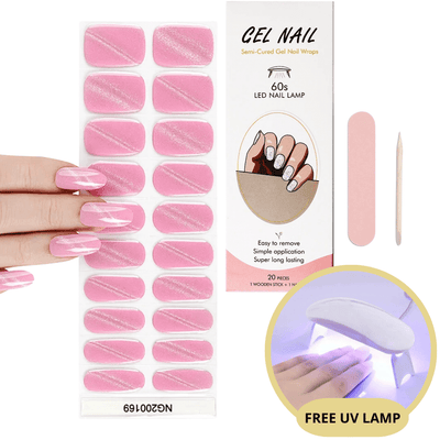 Set of nail gel stickers with UV lamp