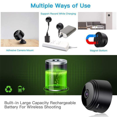 Minivisão | 1080p Mini Magnetic WiFi Câmera - Câmara de segurança portátil HD com visão noturna