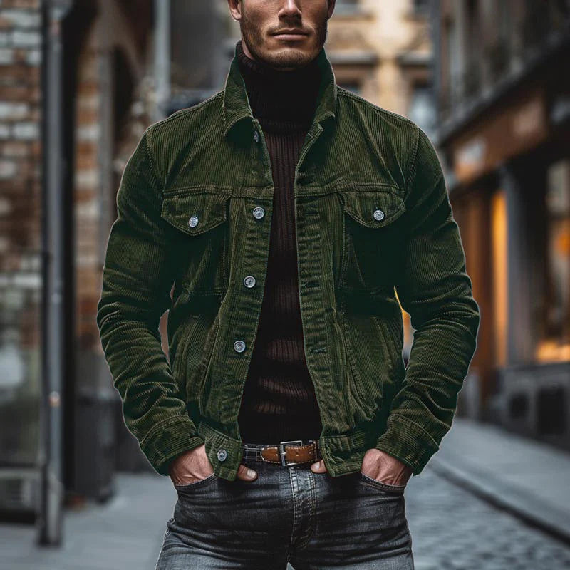 Chaqueta vintage con bolsillos en el pecho para hombre