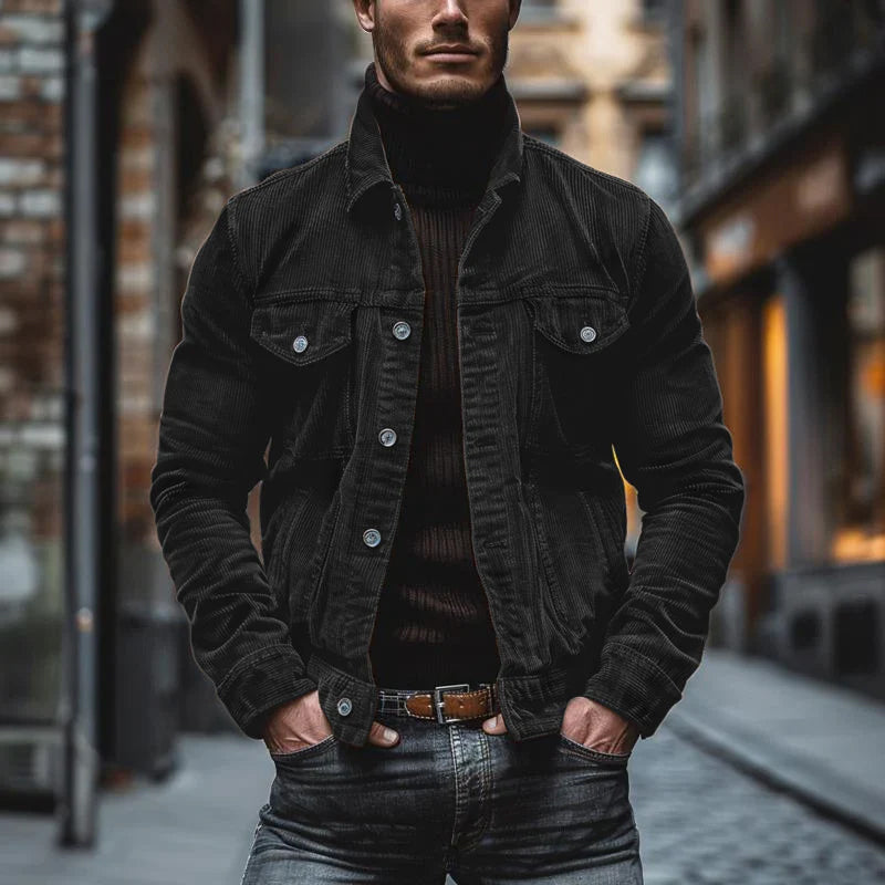 Chaqueta vintage con bolsillos en el pecho para hombre