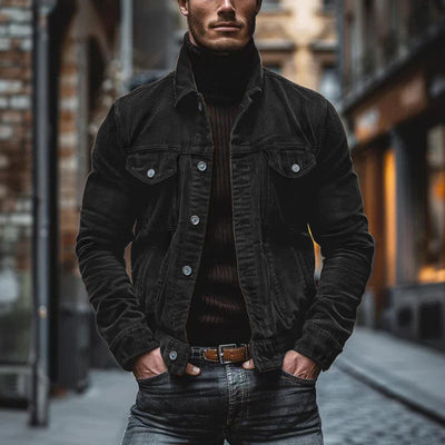 Chaqueta vintage con bolsillos en el pecho para hombre