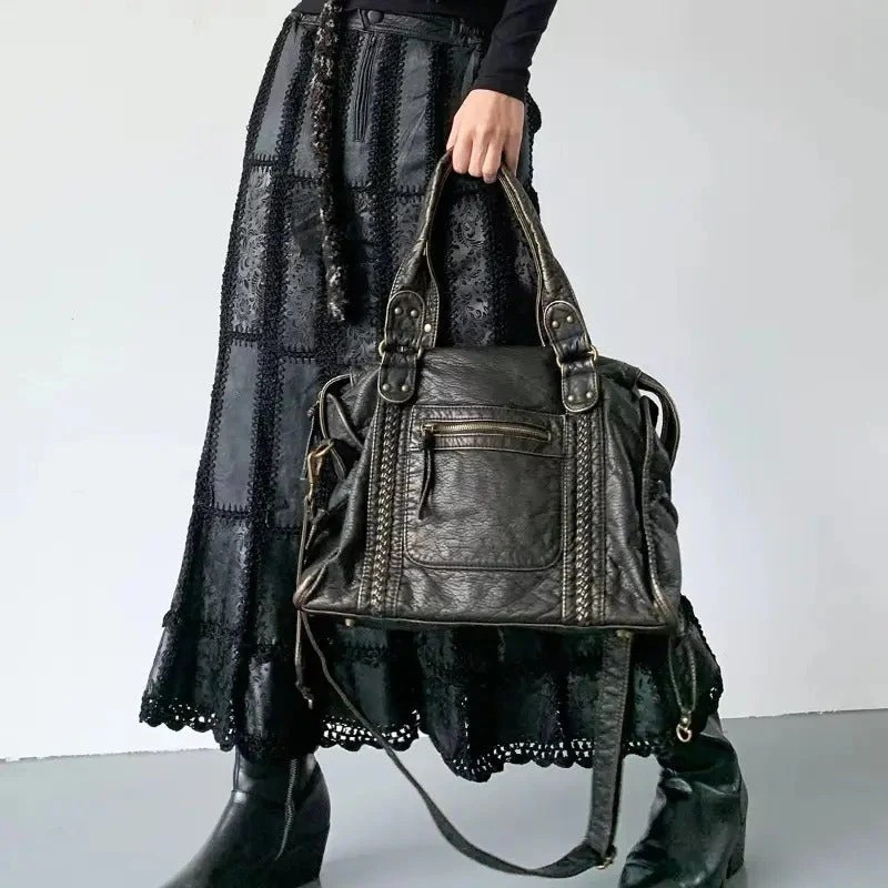 Rachela | Grand sac noir | Cuir doux de haute qualité