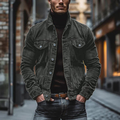 Chaqueta vintage con bolsillos en el pecho para hombre
