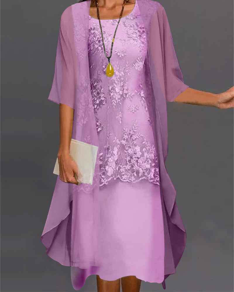 2 piezas Vestido elegante de gasa de seda