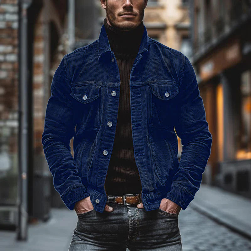 Chaqueta vintage con bolsillos en el pecho para hombre