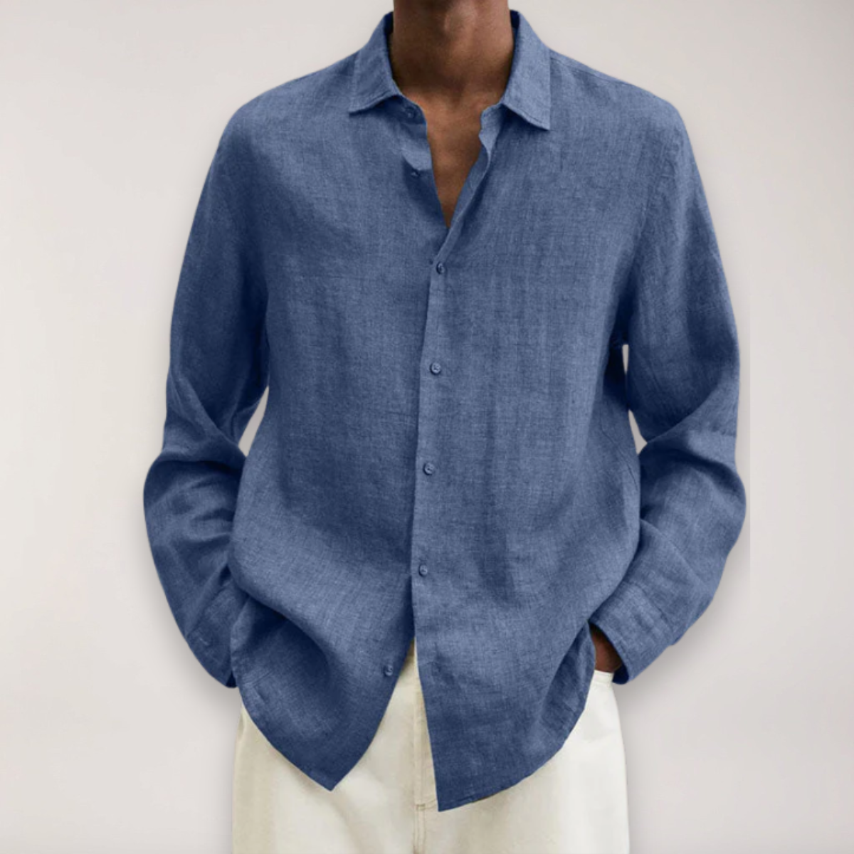 Camisa de linho com longa e longa e masculina - camisa de verão respirável em várias cores
