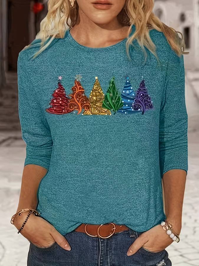 Jersey de Navidad con árboles de Navidad de colores
