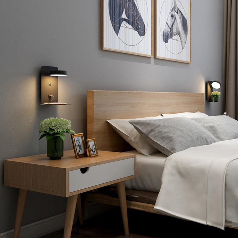 EasyHome | Lâmpada de quarto LED ajustável e carregador de telefone