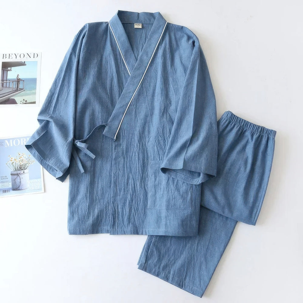 Set di pigiama kimono giapponese tradizionale da uomo