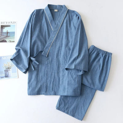 Set di pigiama kimono giapponese tradizionale da uomo