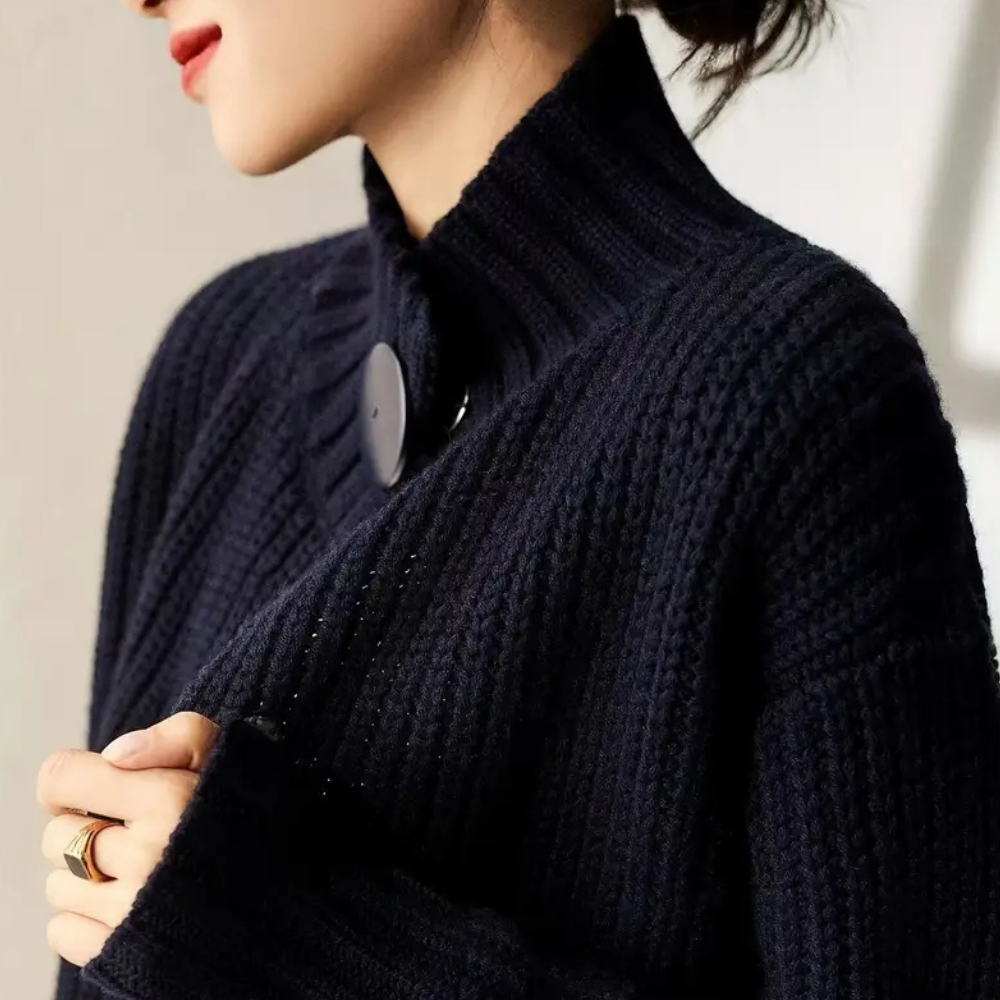 Chaqueta de punto grueso con botones para mujer
