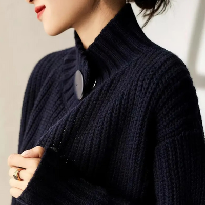 Chaqueta de punto grueso con botones para mujer