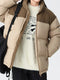 Jaqueta acolchoada da moda com o design do bloco colorido de homem: espesso e quente quente para o inverno