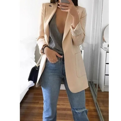 Blazer largo de mujer en caqui MODA