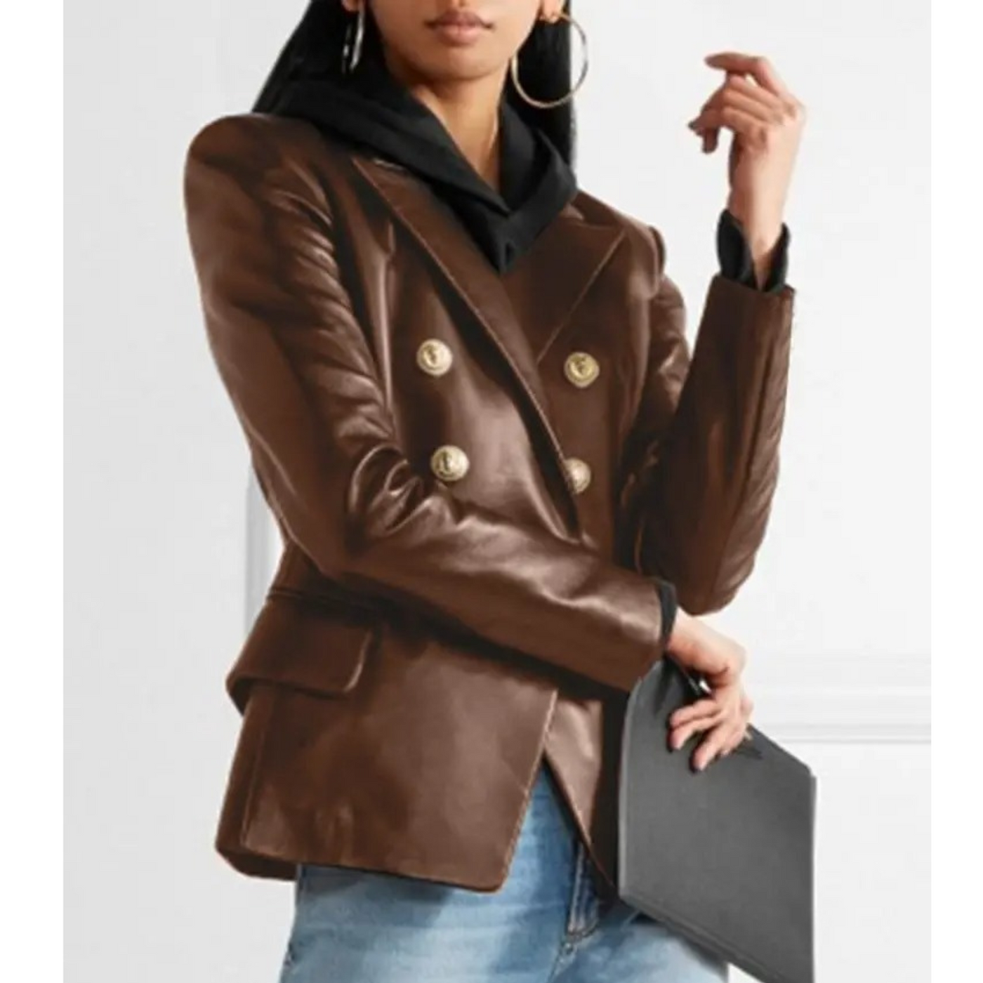 Blazer cruzado de Polielly para mulheres