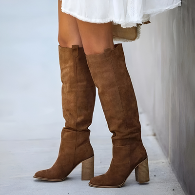 Botas clásicas de piel para mujer | Tacón