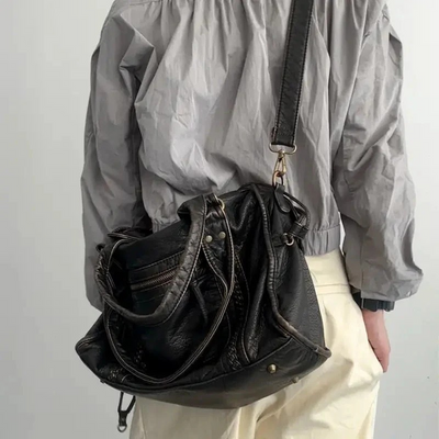 Rachela | Grand sac noir | Cuir doux de haute qualité