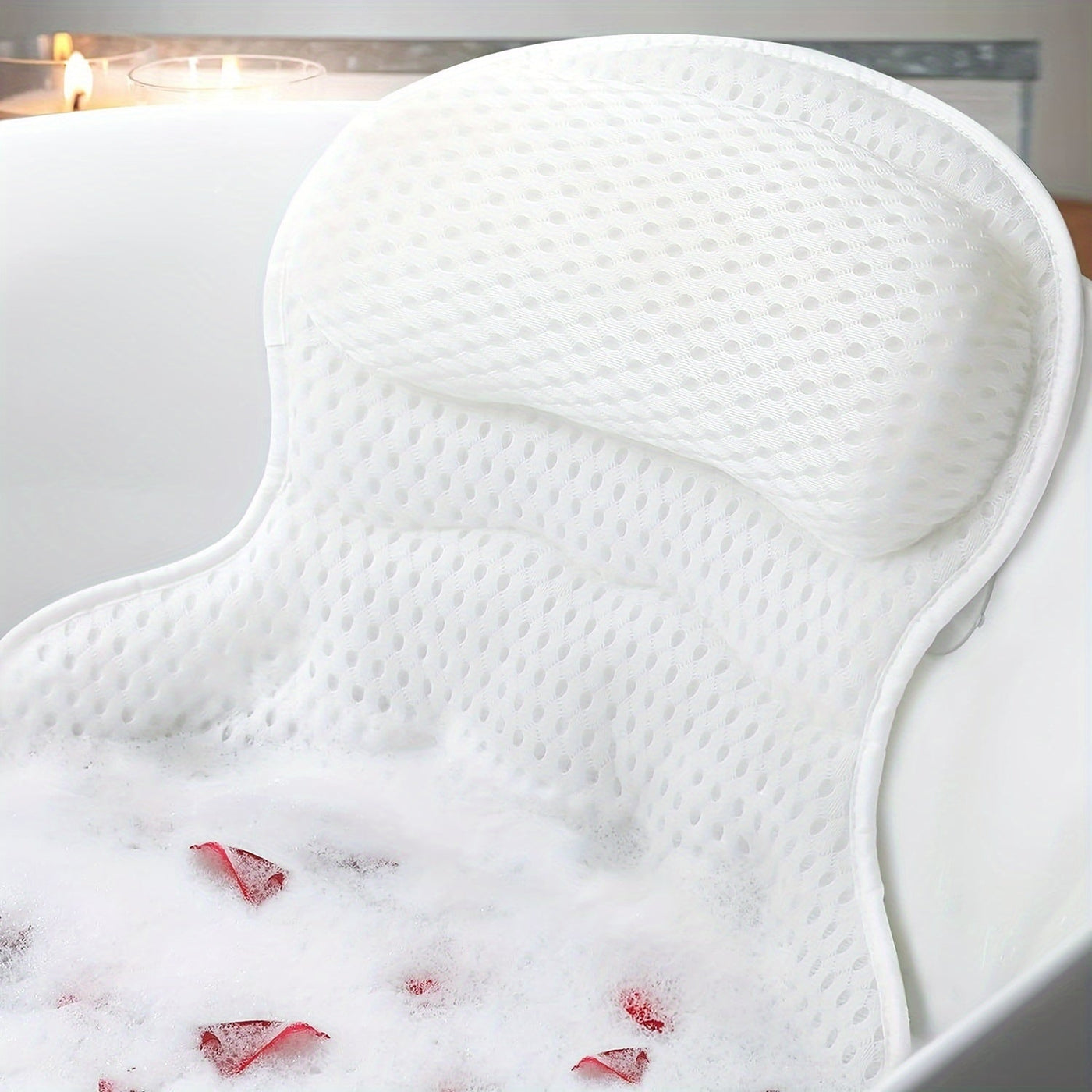 Almohada de baño LuxieSpa 4D Luxe - Almohada transpirable con soporte para cuello y espalda para un baño relajante