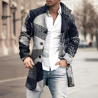 Casaco de lã para homens com botões de moda