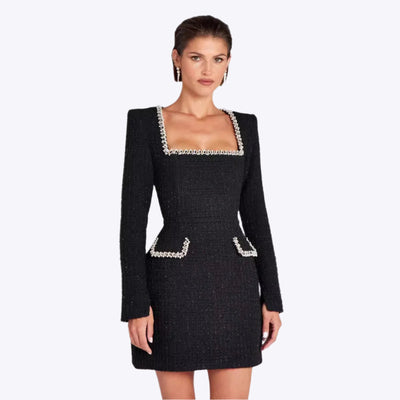 Marion - Vestido feminino elegante com os detalhes da conta e da conta