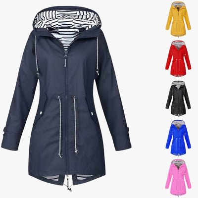 Beatrice | Parka impermeable - Corte ajustable con forro a rayas en la capucha
