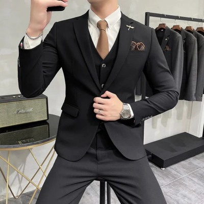 Conjunto de três peças finas adequadas para homens | Formal