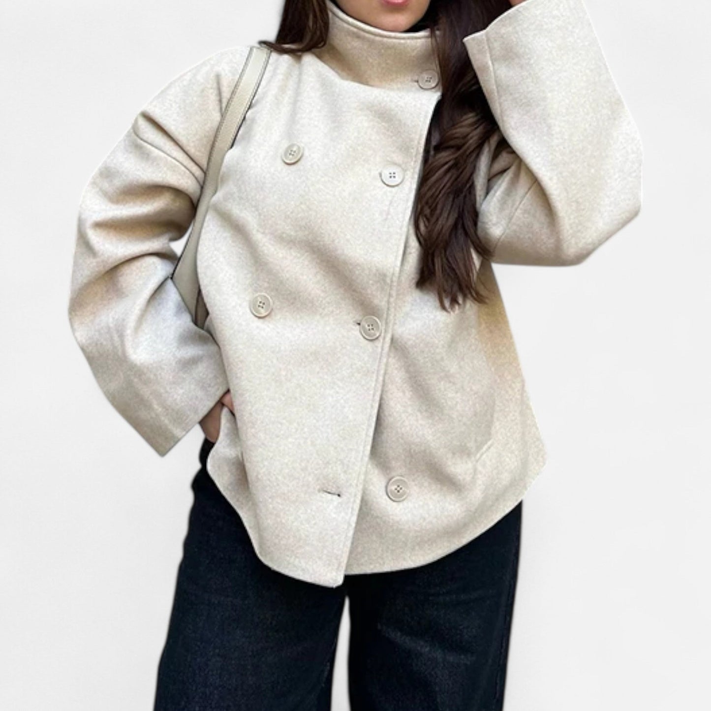 Damen Kurzmantel Hoher Kragen Chic
