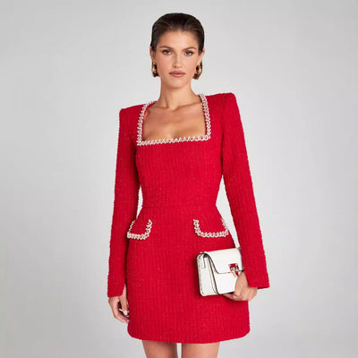 Marion - Vestido feminino elegante com os detalhes da conta e da conta
