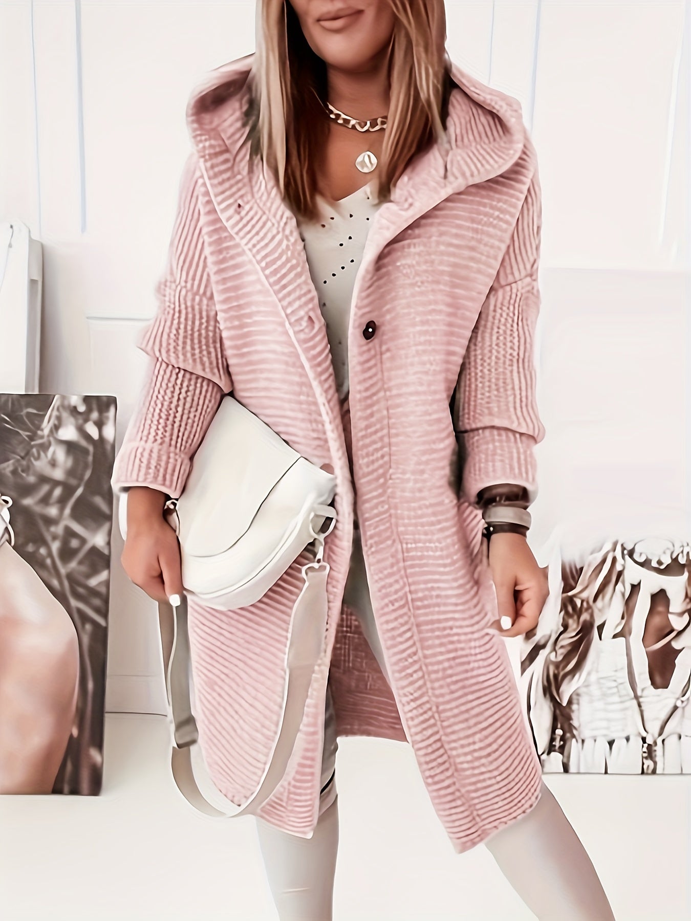 Cardigan da mulher elegante com capuz - estilo Caxemira