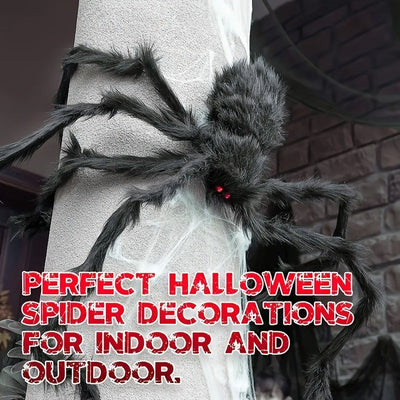 WebCreeper | 2 piezas 50 cm araña gigante con tela de araña - set de decoración de Halloween para exteriores
