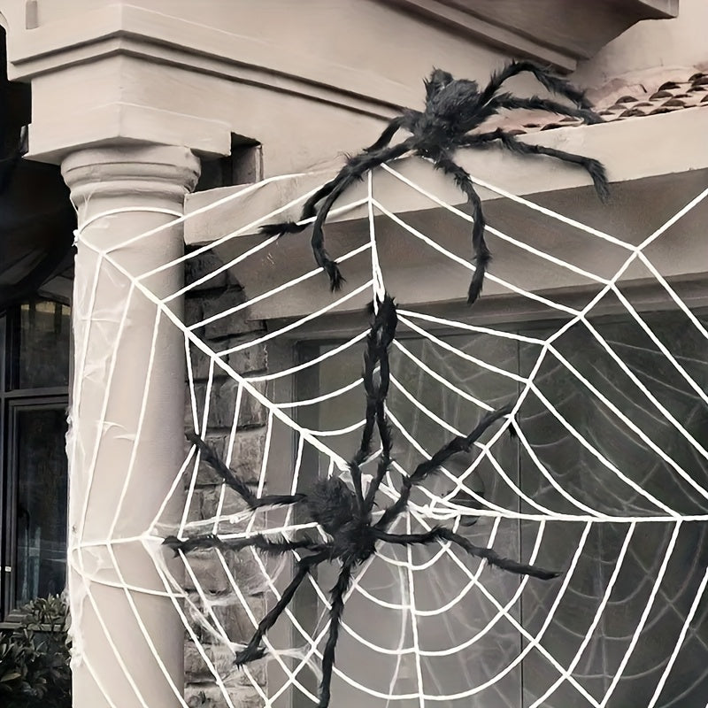 WebCreeper | 2 piezas 50 cm araña gigante con tela de araña - set de decoración de Halloween para exteriores