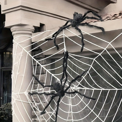 WebCreeper | 2 piezas 50 cm araña gigante con tela de araña - set de decoración de Halloween para exteriores