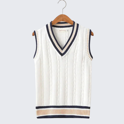 Christof - Camisola de malha para homem com decote em bico e sem mangas
