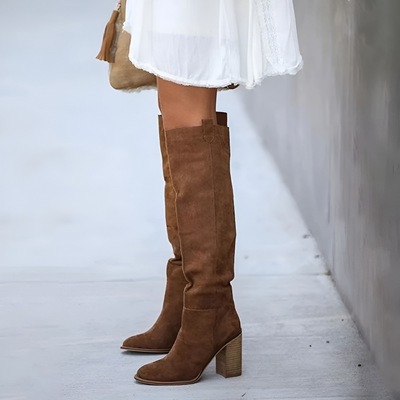 Botas clásicas de piel para mujer | Tacón