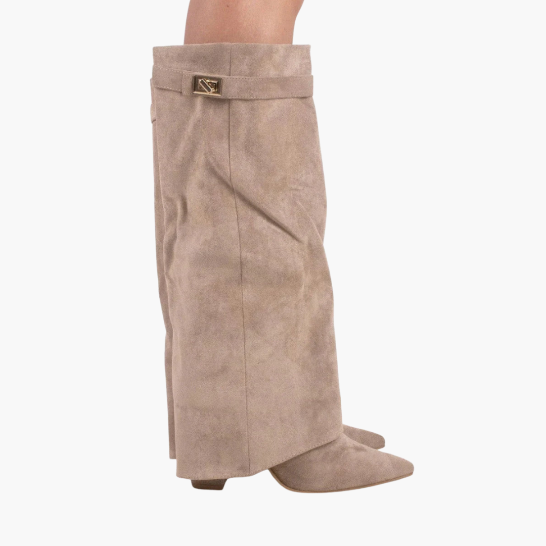 Stivali ortopedici in camoscio con tacco basso da donna