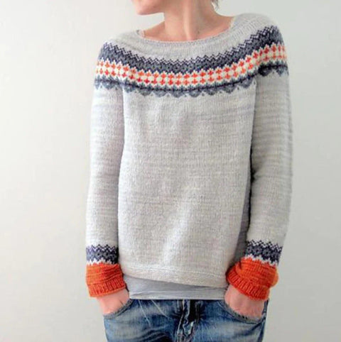 Élégant jersey pour femme avec imprimé rétro pour l'automne