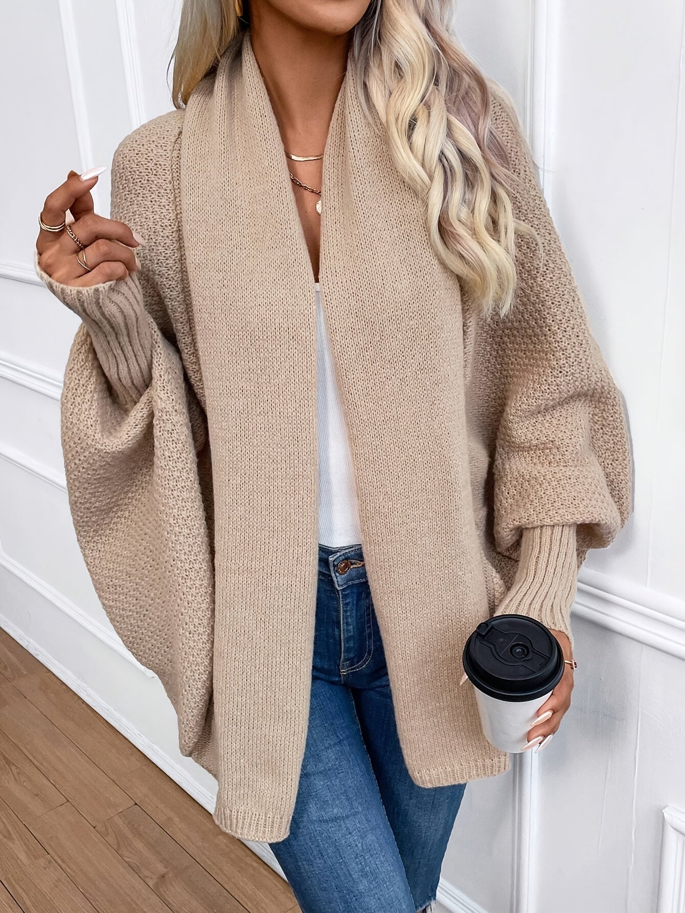 Elegante langärmelige Strickjacke aus Kaschmir für Frauen - perfekt für den Winter